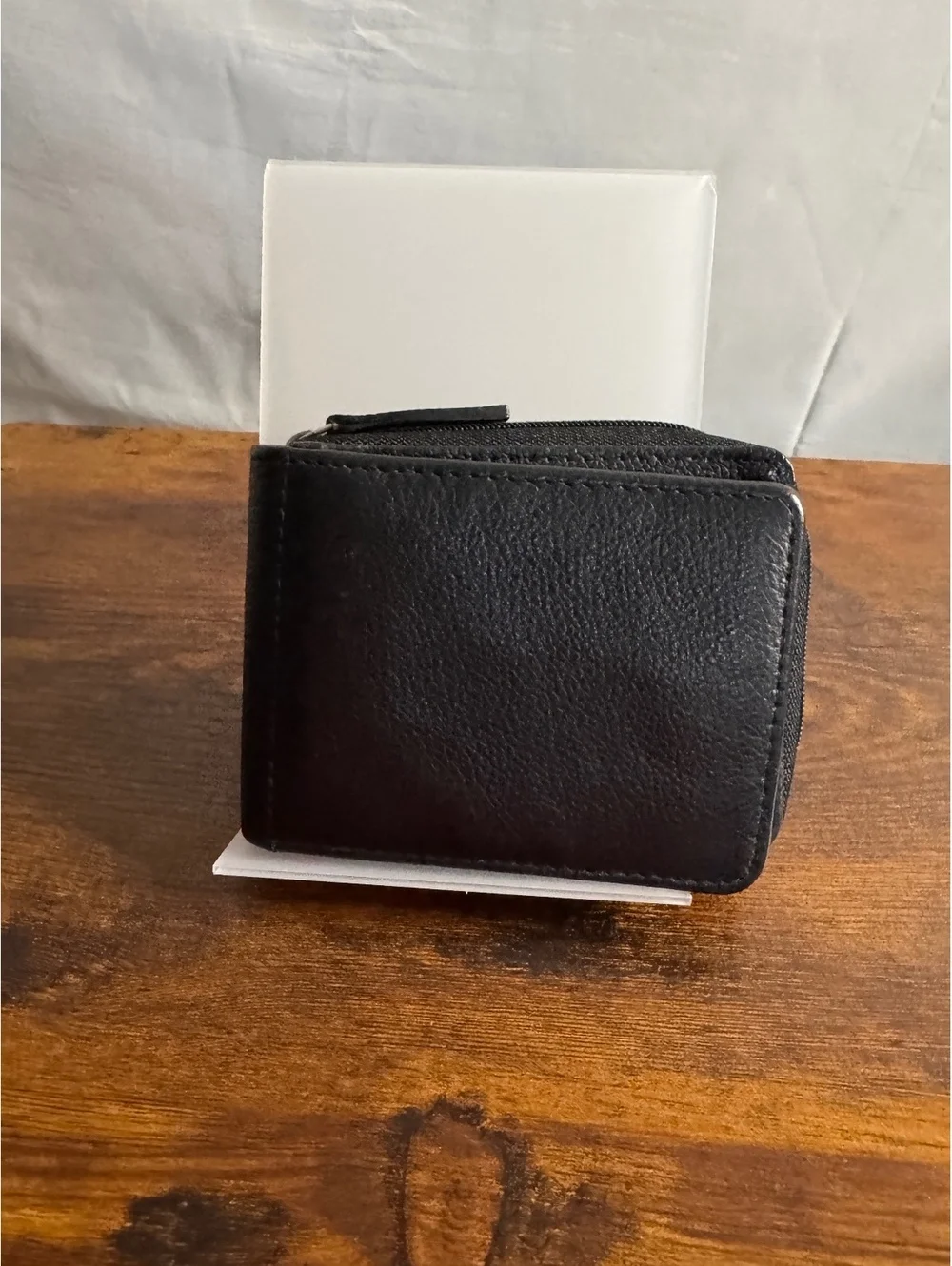 RFID Protection Genuine Leather Men's Black Bifold Wallet ID Window